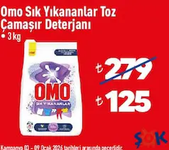 OMO SIK YIKANANLAR TOZ ÇAMAŞIR DETERJANI 3 KG fiyat ve kampanya bilgisi
